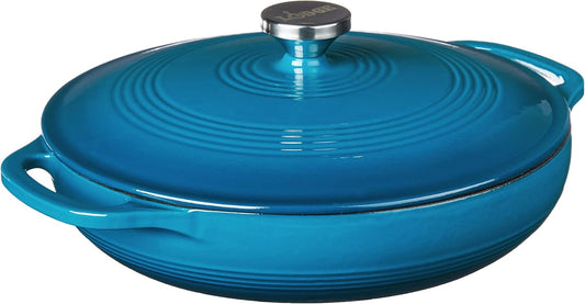 Lodge Essential Enamel Braiser - Induction-Safe & PFAS-Free Cookware - 3.5 Quart, Cornflower Blue