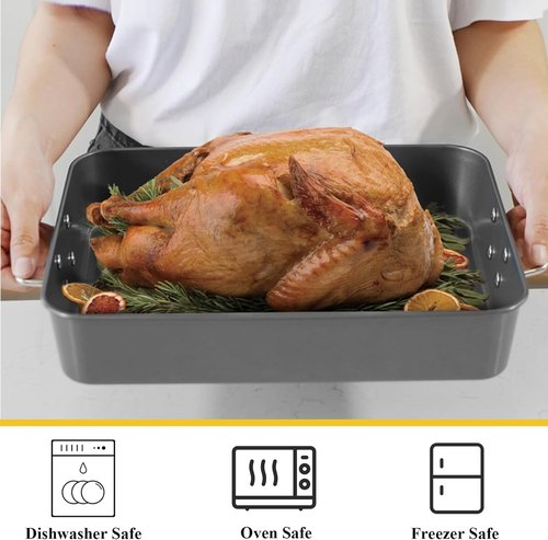 CYEAH Lasagna Pan Set - Deep Nonstick Baking Dishes for Oven | 13.7-Inch & 16-Inch with Handles, Black