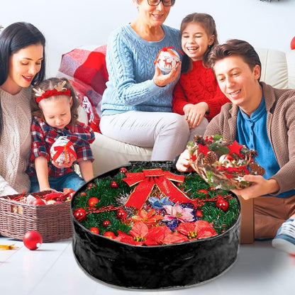 Propik Wreath Storage Bag - Tear-Resistant Holiday Container with Heavy-Duty Handles | 30” x 30” x 8” (Black)