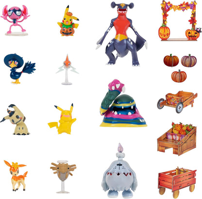 Pokemon Halloween Calendar 2025 - 11 Battle Figures & 5 Chipboard Accessories Included
