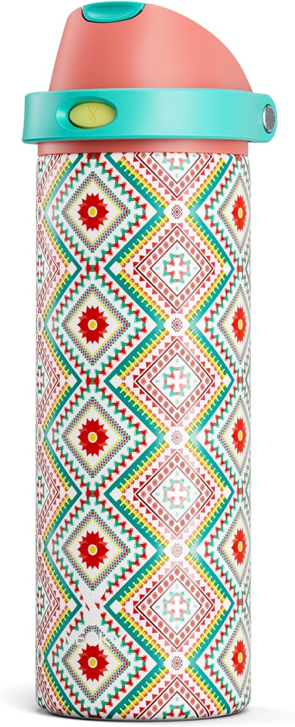 Meoky Stainless Steel Insulated Water Bottle - 24 oz, Leak Proof, 2-in-1 Lid, BPA-Free, Prism Folk