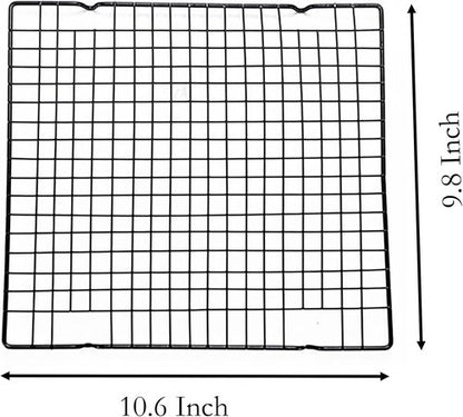 Line Roasting Cooling Racks - High Strength Stainless Steel Grill Racks for Baking & BBQ | 10.6" x 9.8" (2 Pcs)