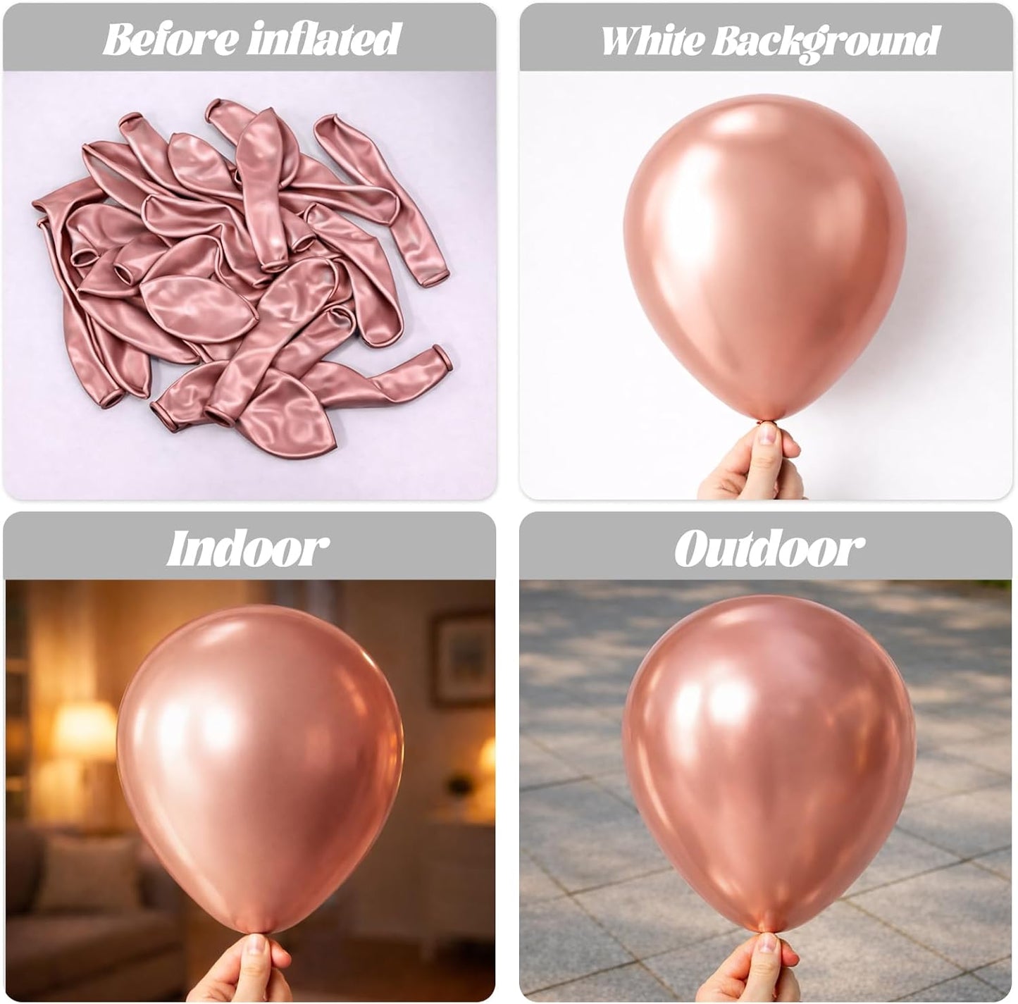 Voircoloria Metallic Rose Gold Balloon Garland Kit - 130pcs in Various Sizes for Parties & Celebrations