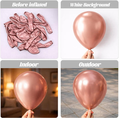 Voircoloria Metallic Rose Gold Balloon Garland Kit - 130pcs in Various Sizes for Parties & Celebrations
