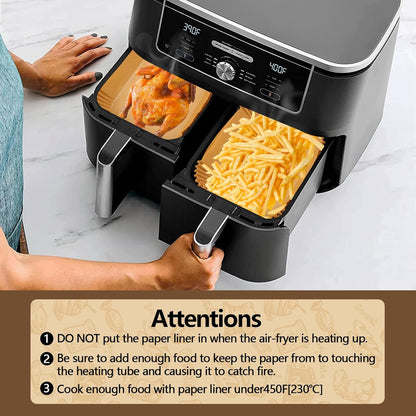 UBeesize Air Fryer Paper Liners - 150 PCS Non-Stick Parchment for Ninja DZ201/DZ401 | Oil & Water Proof (8.5" x 5.5")