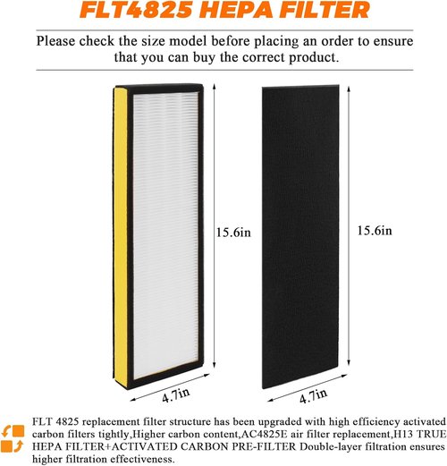 Blutoget FLT4825 Replacement Filter B - Compatible with AC4825, AC4825DLX & AC4825E | Pack of 2 Filters + 2 Carbon Pre-Filters