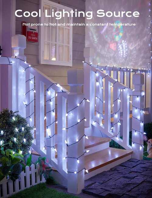 Brightown Solar C6 Strawberry String Lights - 39ft 100 LEDs White Fairy Lights for Outdoor Christmas Decor