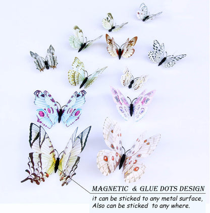 OPSEAM 3D Butterfly Wall Decor - 72 PCS Magnetic Stickers for Party Decorations | White