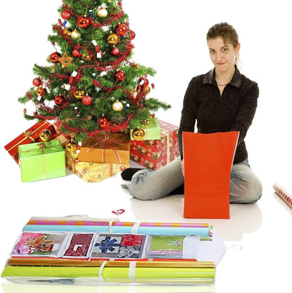 ProPik Wrapping Paper Storage Organizer - Double-Sided Design with Multiple Pockets | 40” x 17” (White)