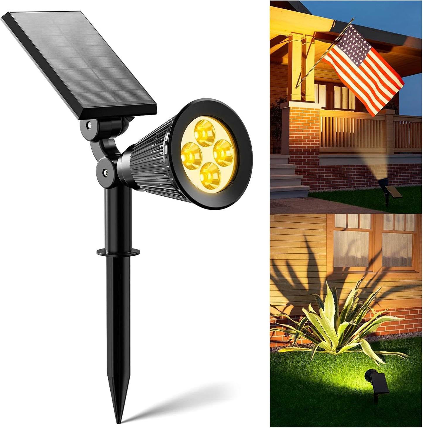 Skiennix Solar Power Spot Lights - Waterproof LED Landscape Uplights for Outdoor Decor | Warm White