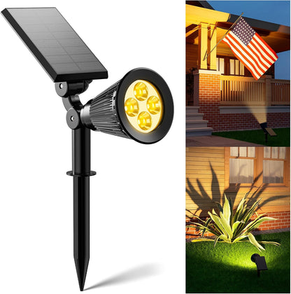 Skiennix Solar Power Spot Lights - Waterproof LED Landscape Uplights for Outdoor Decor | Warm White