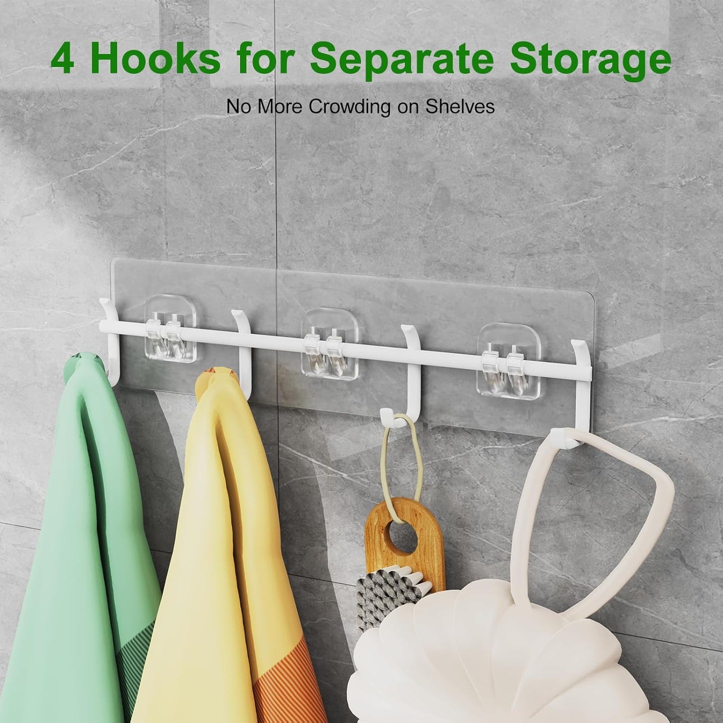 Skiennix Adhesive Shower Caddy - Rustproof 6-Pack Shower Shelves for No-Drill Bathroom Storage | Clear