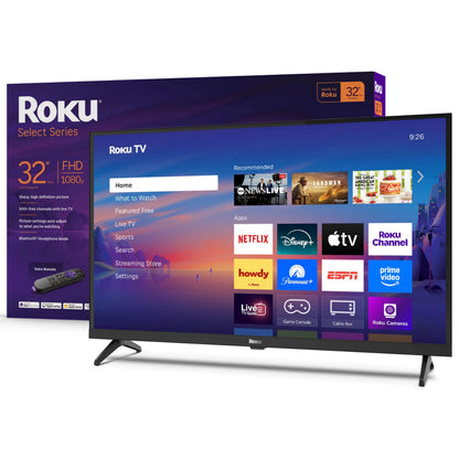 Roku Smart TV – 32-Inch Select Series, 1080p Full HD TV – Roku TV with Voice Remote – Flat Screen LED Television with Wi-Fi for Streaming Live Local News, Sports, Family Entertainment