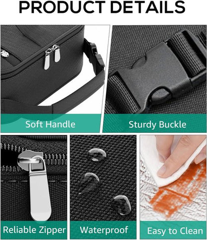 HowFly Insulated Lunch Bag - Portable Thermal Cooler for Work & School - Reusable Black Meal Bag with Buckle Handle