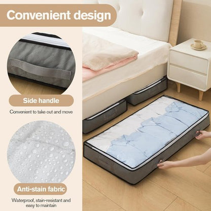 90L Foldable Under Bed Storage Containers by [Brand Name] - Grey Closet Organizers for Blankets, Clothing & More