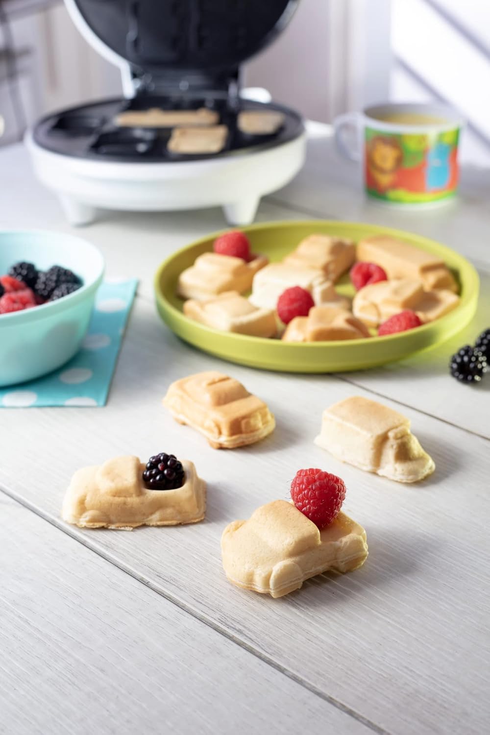 Skiennix Car Mini Waffle Maker - Create 7 Race Car & Truck Shaped Pancakes | Non-Stick Electric Waffler for Kids & Adults
