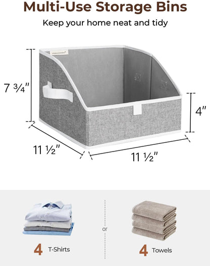StorageWorks Trapezoid Closet Storage Bins - Foldable Fabric Organizing Baskets, Small, Gray | 3-Pack