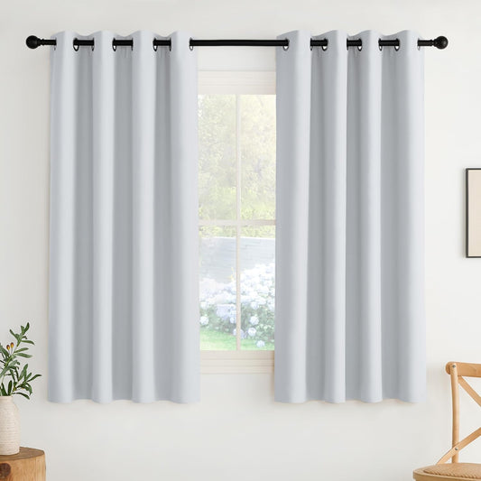 NICETOWN Room Darkening Curtains - Greyish White Drapery Panels, Set of 2 | 52" x 63" Size