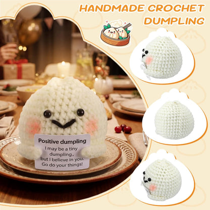 Skiennix Positive Handmade Dumpling Crochet | Inspirational Stress Relief Desk Buddy Decor - Perfect Gift for All Occasions