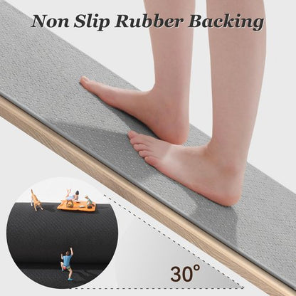 AMOAMI Thin Bath Mat, Super Absorbent Bath Mats for Bathroom, Quick Dry Rubber Backed Bath Rug Non Slip, Chenille Surface Thin Bathroom Rugs Fit Under Door,Low Pile Shower Rug,Grey,17" x 28"