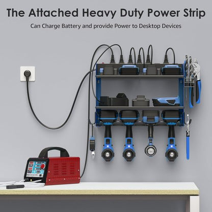 CCCEI Modular Power Tool Organizer - Wall Mount Charging Station & Heavy Duty Rack | Blue, 1 Pack