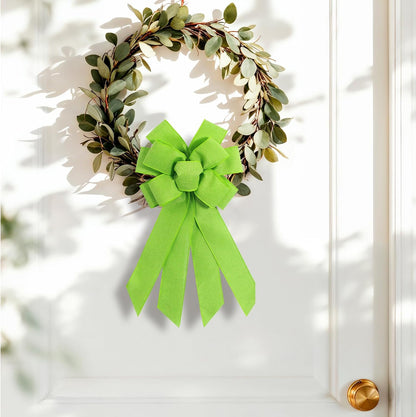 Skiennix Light Green Burlap Wreath Bow - 20 x 11 Inches Easter Decor | Farmhouse Style Front Door Accent