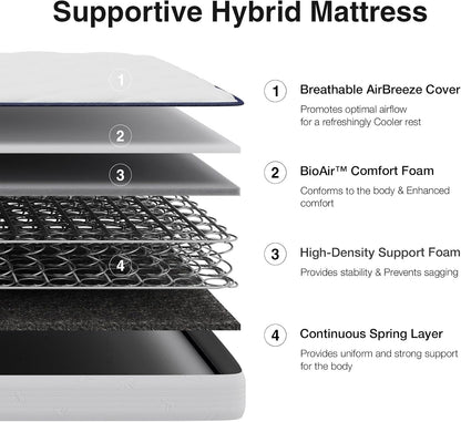Novilla 6 Inch Queen Mattress - Bonnell Spring Design for Spine Support | Cooling Adaptive Foam, Medium Feel