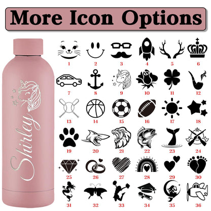 Personalized Water Bottles Custom Engraved Sports Bottles Insulated Personalized Name Logo Photo 16oz Customized Stainless Steel Bottle Cup Keep Cold Hot Office Birthday Gift for Men Women |7 Colors