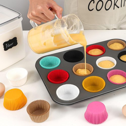 Caperci Cupcake Liners - Greaseproof Baking Cups for Weddings & Parties | 200 Count White