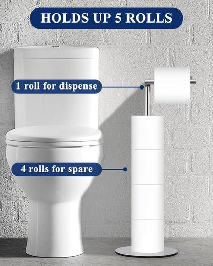 Housen Solutions Toilet Paper Holder - Modern Free Standing Design for 4 Rolls - Chrome Finish