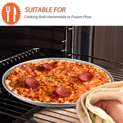 E-far 12 Inch Pizza Pan Set of 2, Stainless Steel Pizza Pie Pan Tray Platter, Healthy Metal Pizza Baking Cooking Pan for Oven, Dishwasher Safe