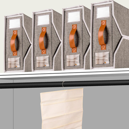 XESKGCV Bed Sheet Organizer and Storage,bed sheet storage,Bed sheet Organizers and Storage,bed sheet organizers (Gray, 4 Pack) Collapsible fabric storage container