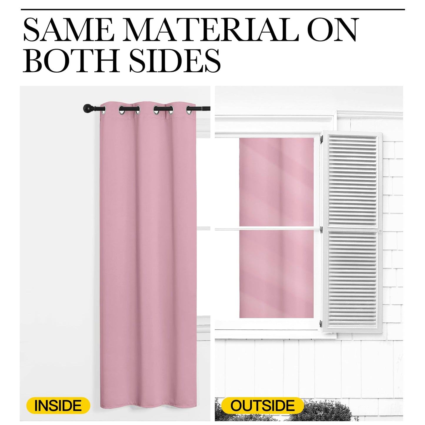NICETOWN Room Darkening Curtains 63" Long Set of 2 for Bedroom, Rouge Pink Nursery Essential Thermal Insulated Solid Grommet Top Blackout Curtains/Drapes (1 Pair, 42 inches Wide)