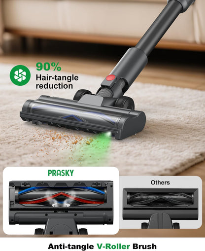 Skiennix Cordless Vacuum Cleaner - Powerful 550W Suction, Lightweight & Anti-Tangle for Pet Hair - Purple
