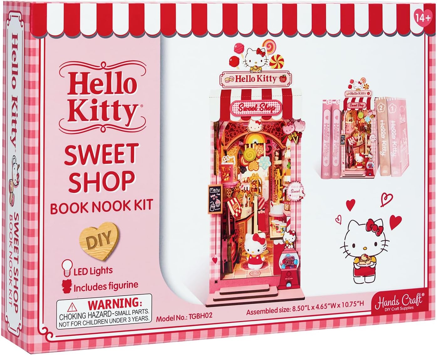 Sanrio Hello Kitty Sweet Shop Book Nook Kit - DIY Miniature Shelf Insert with Touch LED - 149-Piece 3D Puzzle for Adults & Teens