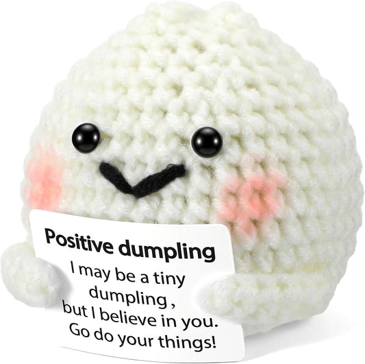 Skiennix Positive Handmade Dumpling Crochet | Inspirational Stress Relief Desk Buddy Decor - Perfect Gift for All Occasions