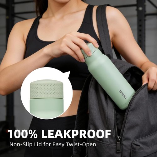 BJPKPK Stainless Steel Water Bottle - 21oz Insulated Leakproof Thermal Flask | Mint Green