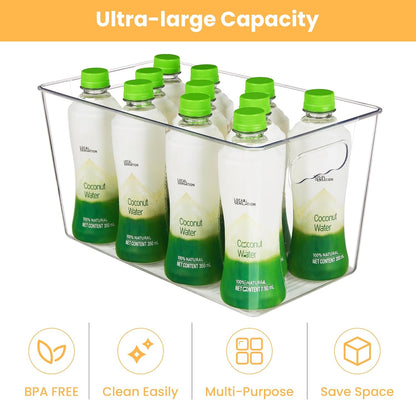 YIHONG Clear Pantry Organizer Bins - 10 Pack Plastic Storage Containers with Handles for Kitchen & Bathroom