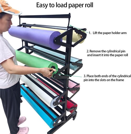 Craft Paper Roll Holder - Butcher Kraft Paper Rack Dispenser & Cutter for 36-Inch Rolls | Ideal for Classrooms & Art
