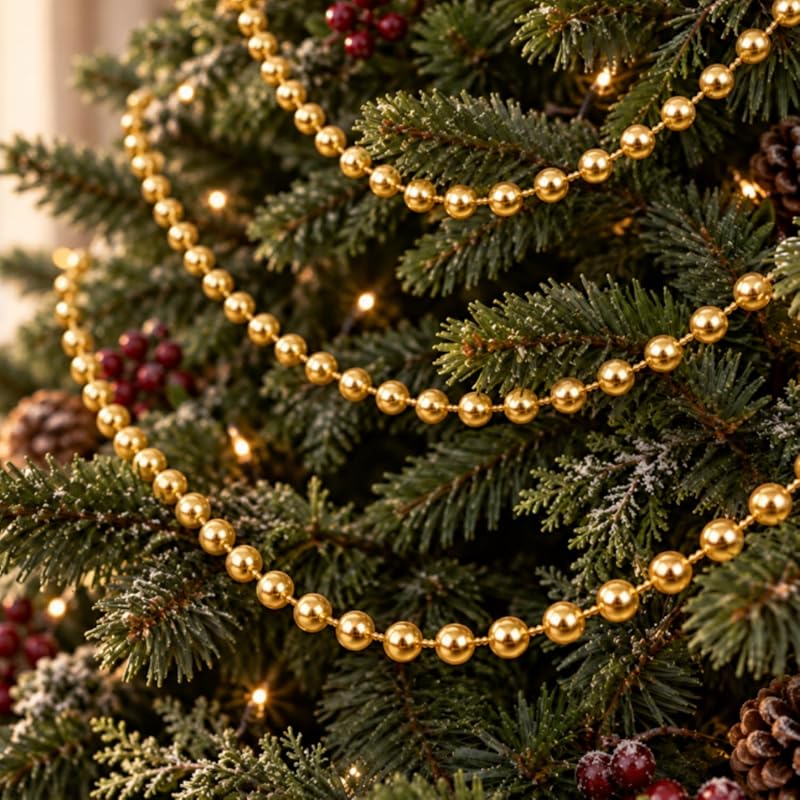 Variation of THIS listing: WILLBOND 99 ft Gold Beaded Garland for Christmas Tree - Faux Pearl Bead