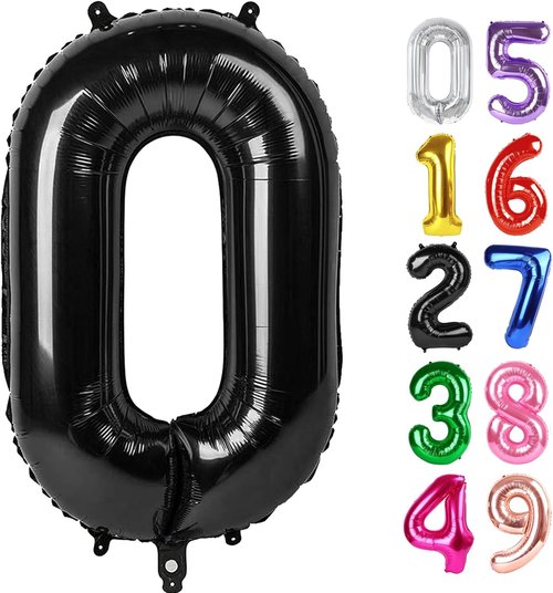 Black Number 0 Balloon - 40 Inch Birthday Decoration for Milestone Celebrations | Party Supplies