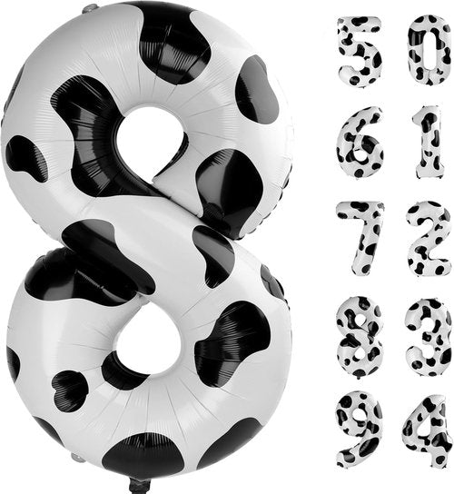**Cow Print 40-Inch Number Balloon - Barnyard Birthday Decorations | 8th Birthday Party Supplies**