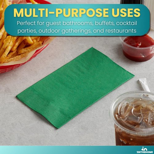 1InTheHome Green Dinner Napkins Disposable, Paper Hand Towels, Paper Dinner Napkins, 2-Ply, 15" x 17", 250 Pack