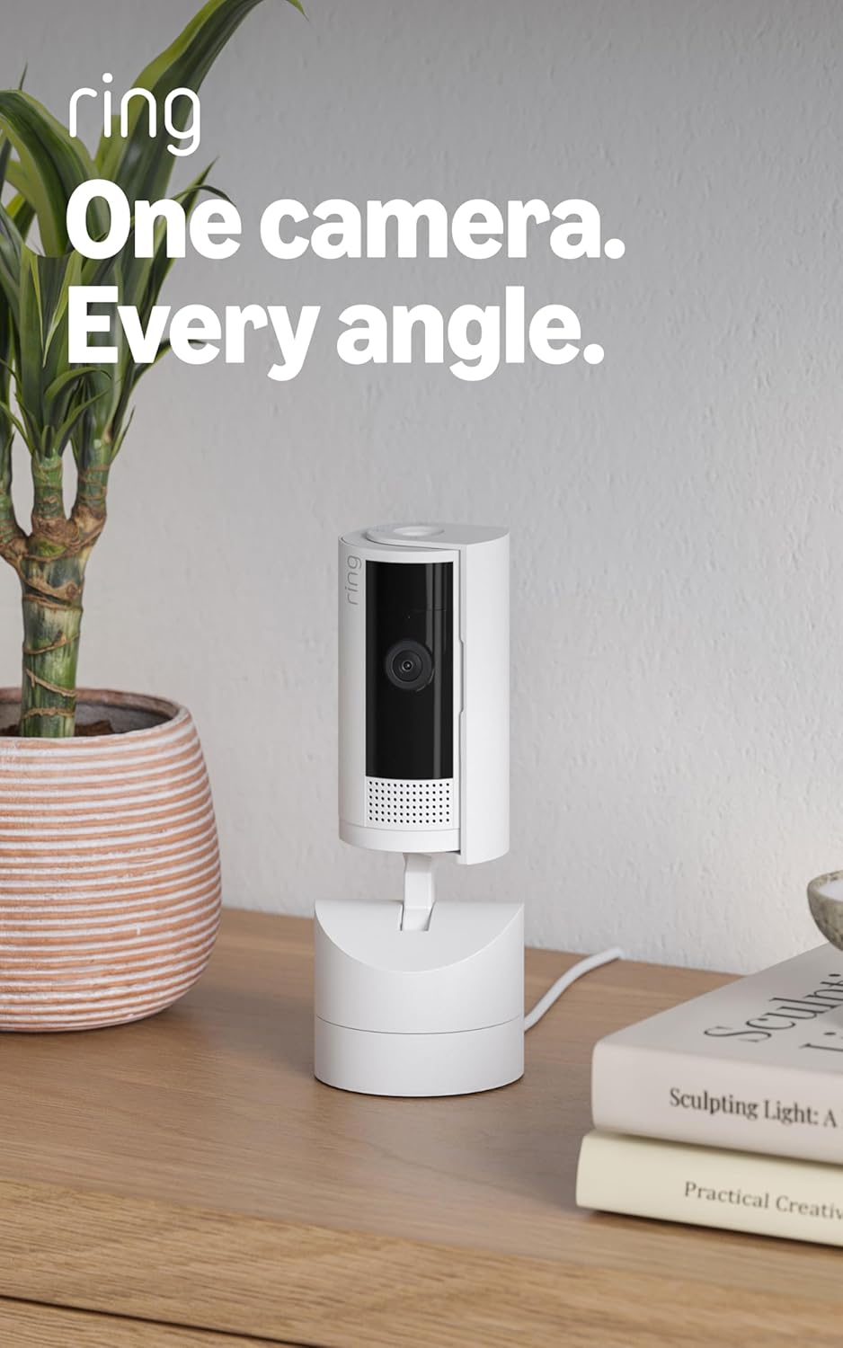 Skiennix Ring Pan-Tilt Indoor Cam - 360° Pan Coverage, HD Video & Two-Way Talk | White