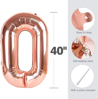 Rose Gold Number Balloon - 40 Inch 24th Birthday Decorations for Women & Men | Perfect for Weddings & Anniversaries