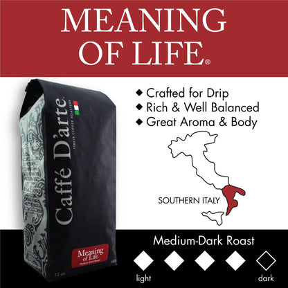 Caffe D'arte Meaning of Life Ground Coffee, 12 Ounce