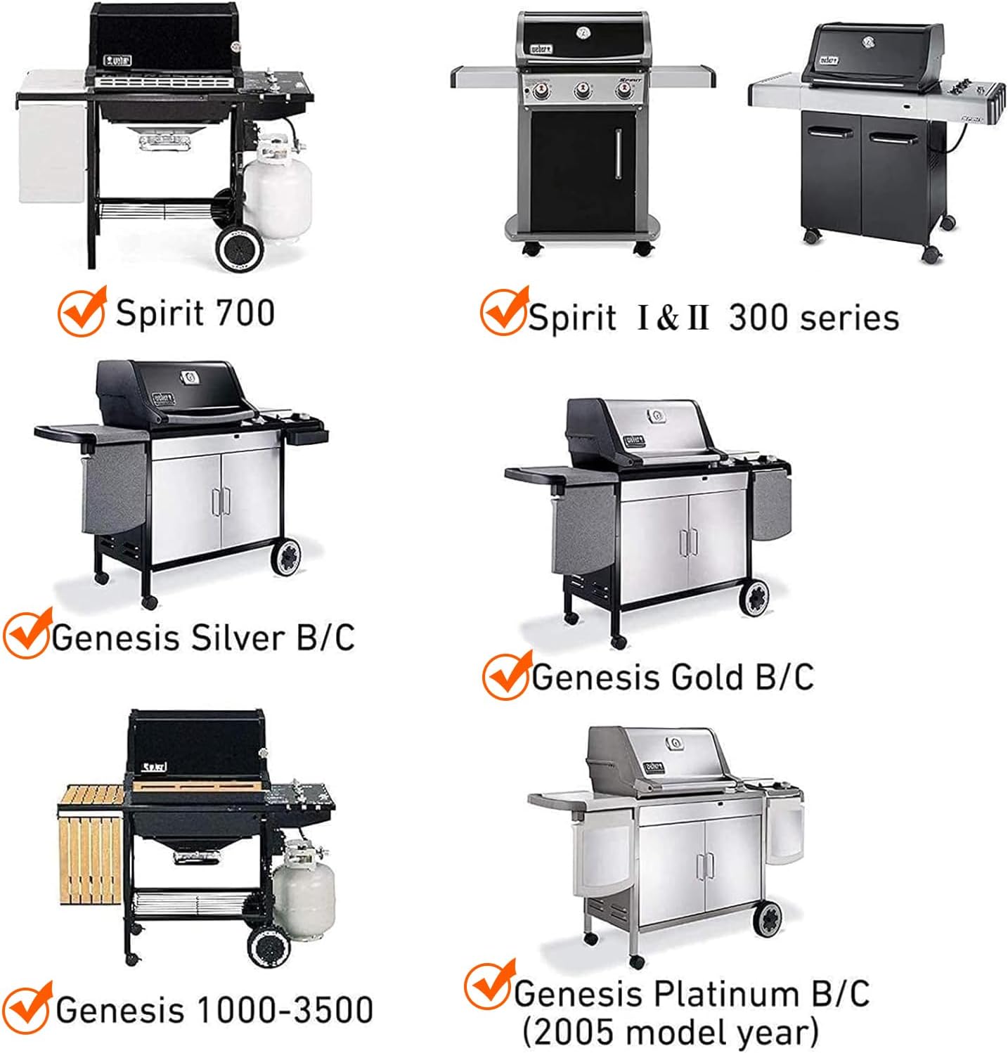 Onlyfire 7638 Reversible Cast Iron Griddle - BBQ Replacement for Weber Spirit I & II 300 Series
