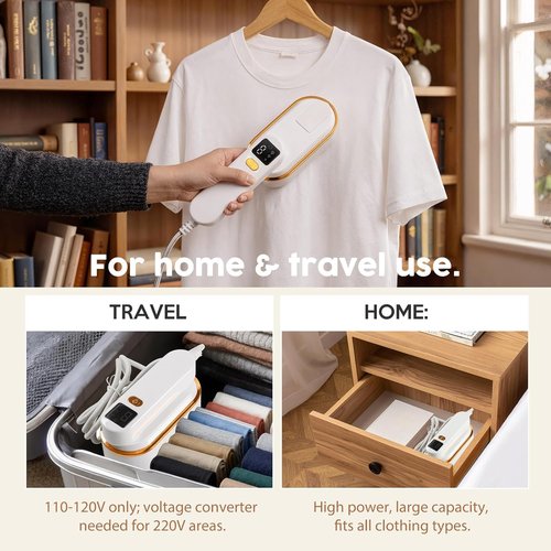 Droyek Portable Travel Steamer - 1200W 2-in-1 Iron & Steamer | Fast Heat in 10s, 150ml Tank, LED Display