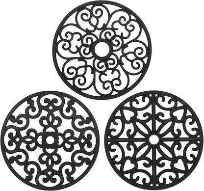 CHEFBEE 3PCS Silicone Trivet Mat - Flexible Non-Slip Heat Resistant Modern Kitchen Teapot Trivets Set for Hot Dishes, Table, Countertop