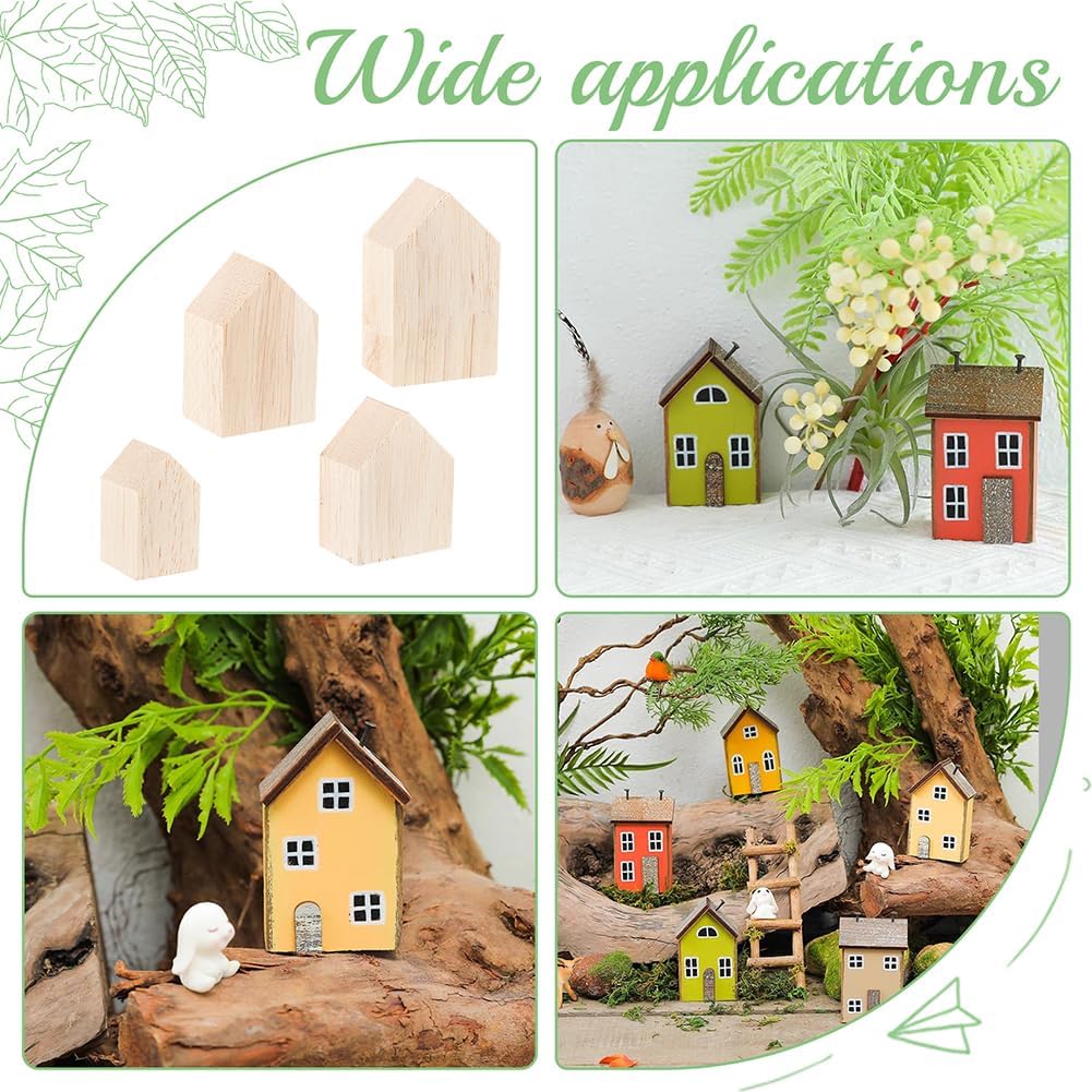 OLYCRAFT Unfinished Wood House Shaped Blocks - 12 Pcs in 4 Sizes for Farmhouse Decor | Crafting & DIY